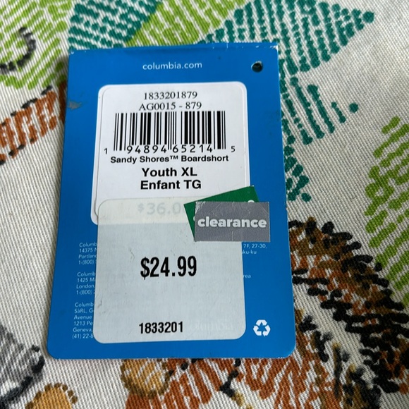 NWT Columbia Omni-Shade Youth Striped Board Shorts XL (18-20) Omni-Wick 50 UPF - Picture 11 of 16